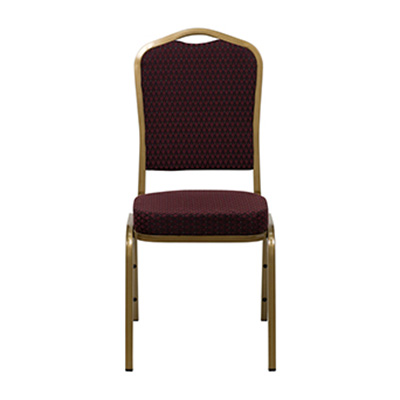 Crown-Back Dark Burgundy Fabric Chair