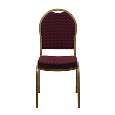 Dome-Back Burgundy Patterned Fabric Chair