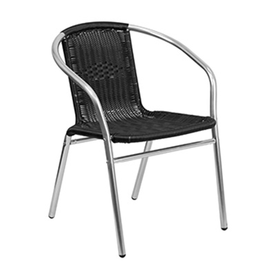 Black Rattan Restaurant Stack Chair