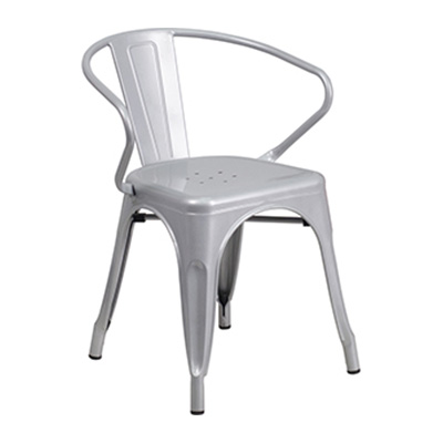 Silver Metal Indoor-Outdoor Chair