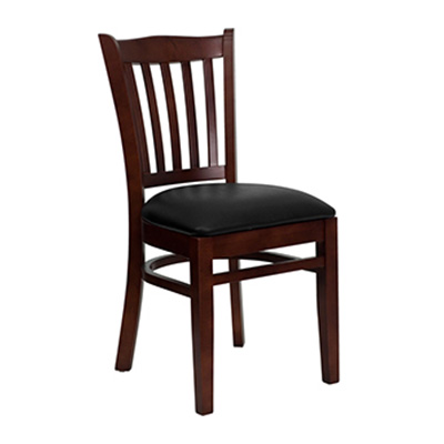 Mahogany Finished Vertical Slat Back Wooden Dining Chair