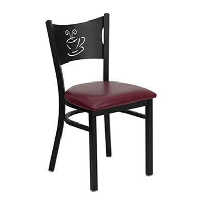 Black Coffee Back Metal Dining Chair