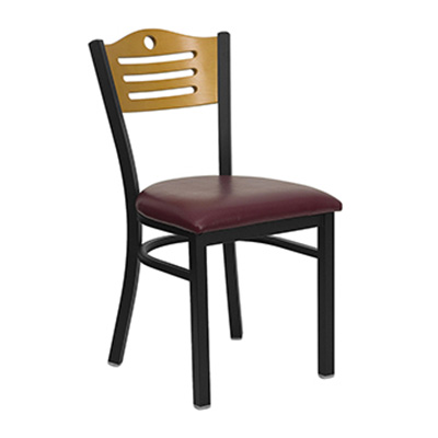 Black Slat Back Metal Dining Chair