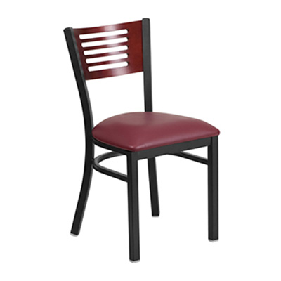 Black Decorative Slat Back Metal Dining Chair