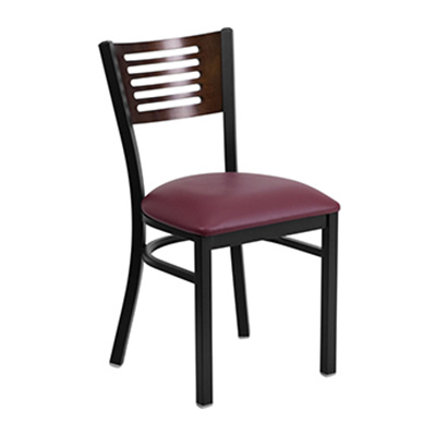 Black Decorative Slat Back Metal Dining Chair
