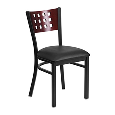 Black Decorative Cutout Back Metal Dining Chair