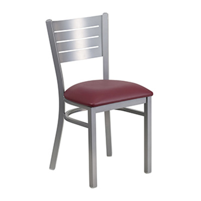 Silver Slat Back Metal Dining Chair